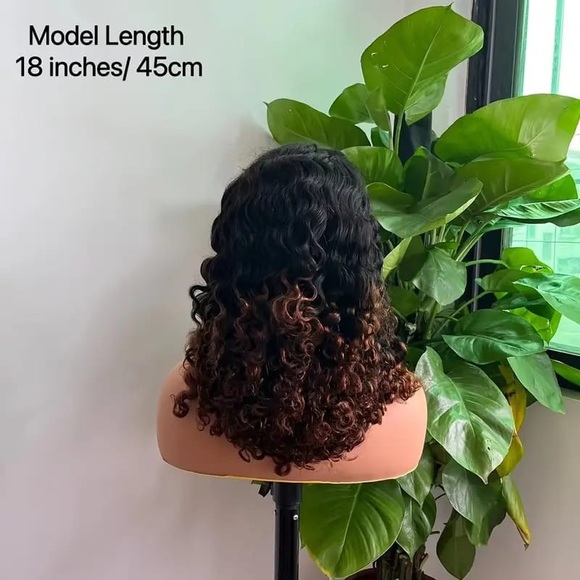 Ombré Double Drawn Romance Curly Lace Frontal Human Hair Wigs - Picture 3 of 5